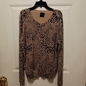 89th & Madison Leopard Print Cardigan - Tan and Black
